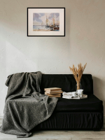 Картина авторская акварельная в паспарту 30х40 см на стену для интерьера "В порту"