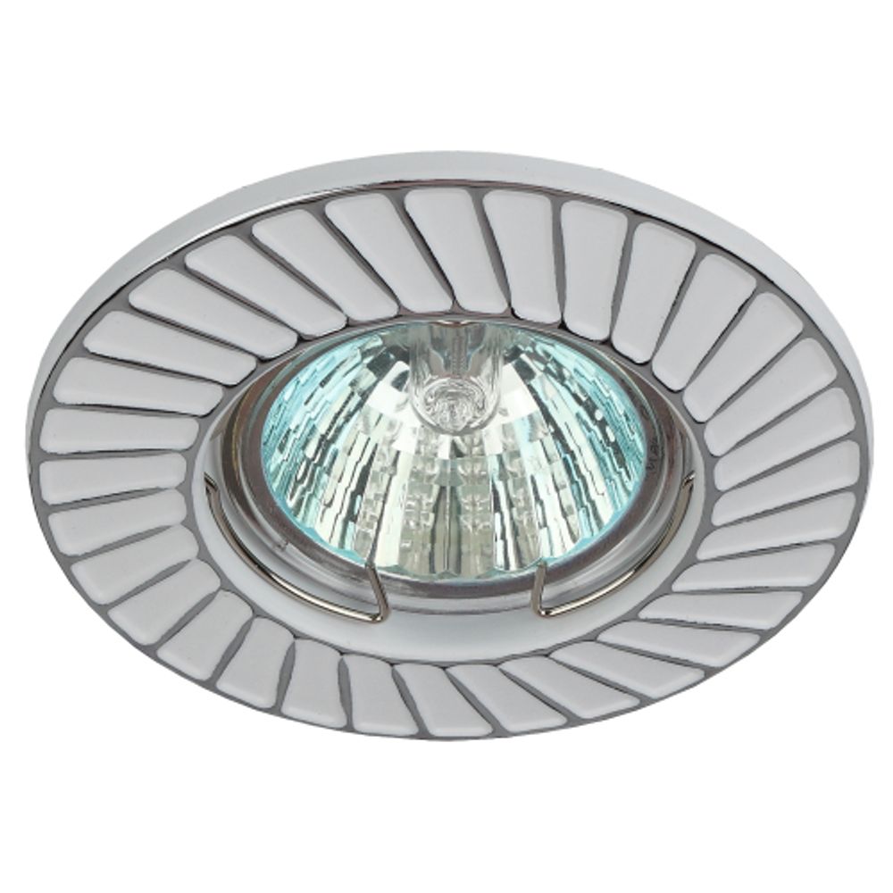 ST6 CH/WH Светильник ЭРА штампованный MR16,12V/220V, 50W белый/хром | Штампованные встраиваемые светильники