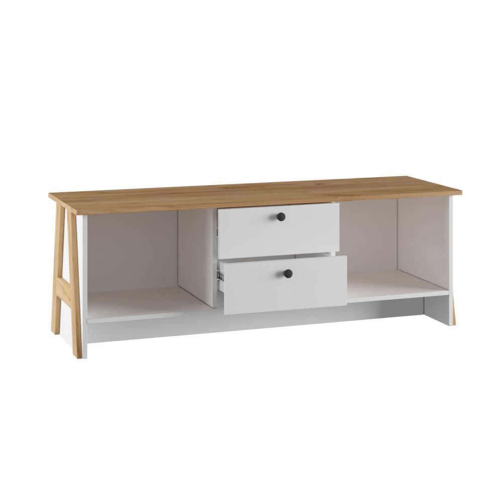 Комод для одежды с ящиками и полками Дуб крафт золото/Белый 144х50х42,4 см