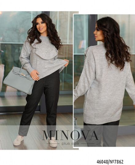 Свитер 7862-серый Minova Фото 1
