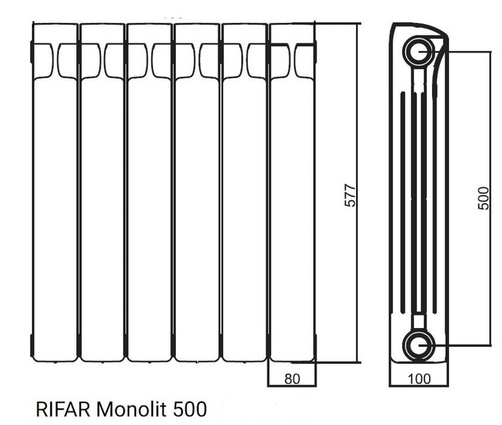 Радиатор биметаллический Rifar Monolit 500 6 секций