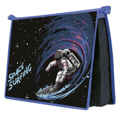 Папка д/тетрадей А4 пластик. молния сверху "Космический серфинг 2023" (Пчелка)