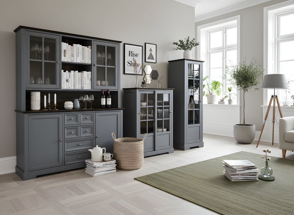 Шкаф-витрина деревянная Лэйквью 60х41х170 см, сервант с 4 полками, из массива сосны