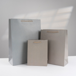 Пакет подарочный, 210гр, Сверкающие блестки, Дизайн №3, Серебро, Металлик, 23*18*8 см, 1 шт.