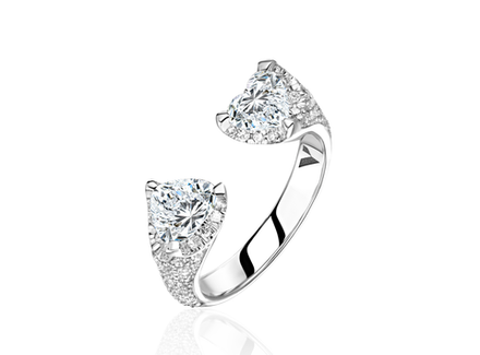 Кольцо "Поцелуй" с лабораторно-выращенными бриллиантами огранки "Сердце"