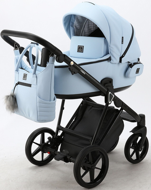Детская коляска Adamex Porto Deluxe 2 в 1 PO-SA17 (ГОЛУБАЯ КОЖА)