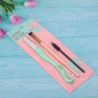 Аксессуары для контурирования бровей 3шт. «Elegant beauty», 20,5*6,5см (кисть, щетка для ресниц и корректор-лезвие)