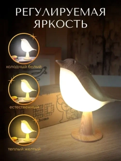 Настольный светильник декоративный, прикроватная лампа ночник детский Птица