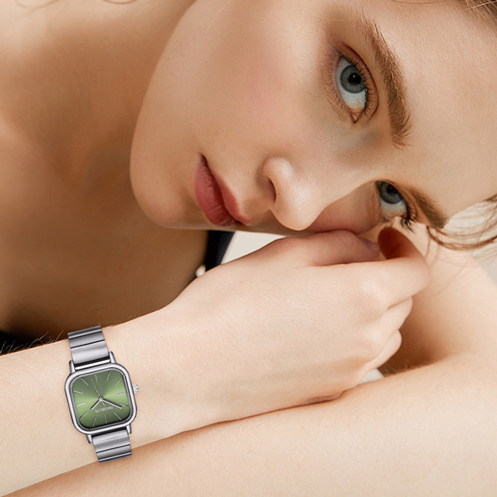 STARKING Quartz Movement Stainless Steel Watchband Watch Women"s Watch Green Dial