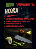 Нож "Шеф" 25см,10", пластик.ручка черн. цвета, сталь 5CR15MoV, блистер CGPro