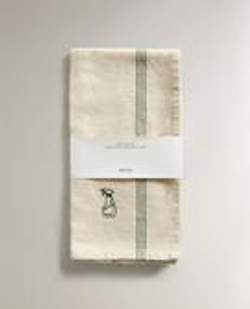 ZARA HOME КУХОННОЕ ПОЛОТЕНЦЕ ИЗ ХЛОПКА С ВЫШИВКОЙ, ЗЕЛЕНЫЙ