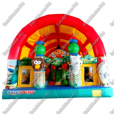 Коммерческий надувной батут "Зверята с крышей" 10*6*6 м
