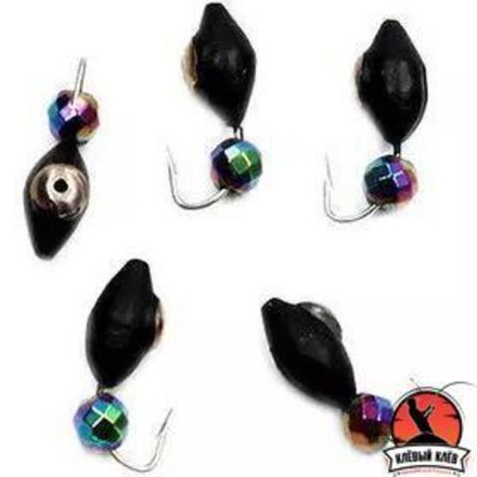 Мормышка вольф. безнасадочная "ЯМАН" Овсинка с коронкой из никеля, d-4 мм, вес 1,1 г, кристалл хамелеон