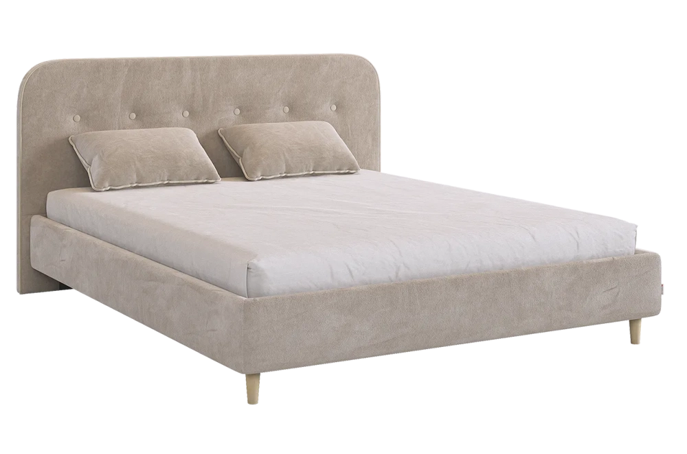 Кровать с основанием Лео 160х200 см (галька (велюр)/графит (велюр)), (графит (велюр)/галька (велюр)), (латте (велюр)/капучино (велюр)), (мята (велюр)/галька (велюр)), (топаз (велюр)/галька (велюр))