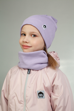 Комплект трикотажный шапка и снуд "Лавандовый"