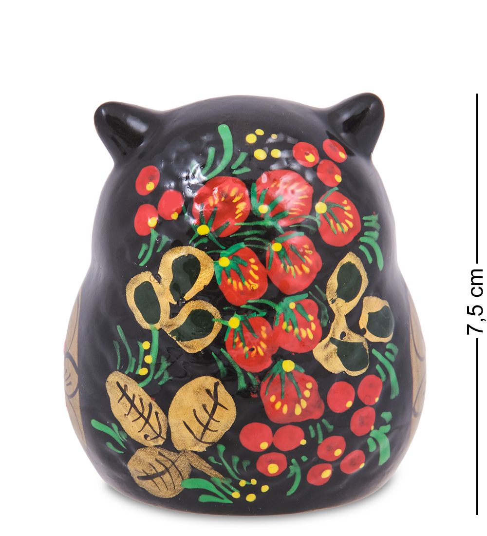 ГЛ- 960 Фигурка «Совенок» хохлома (Гжельский фарфор)