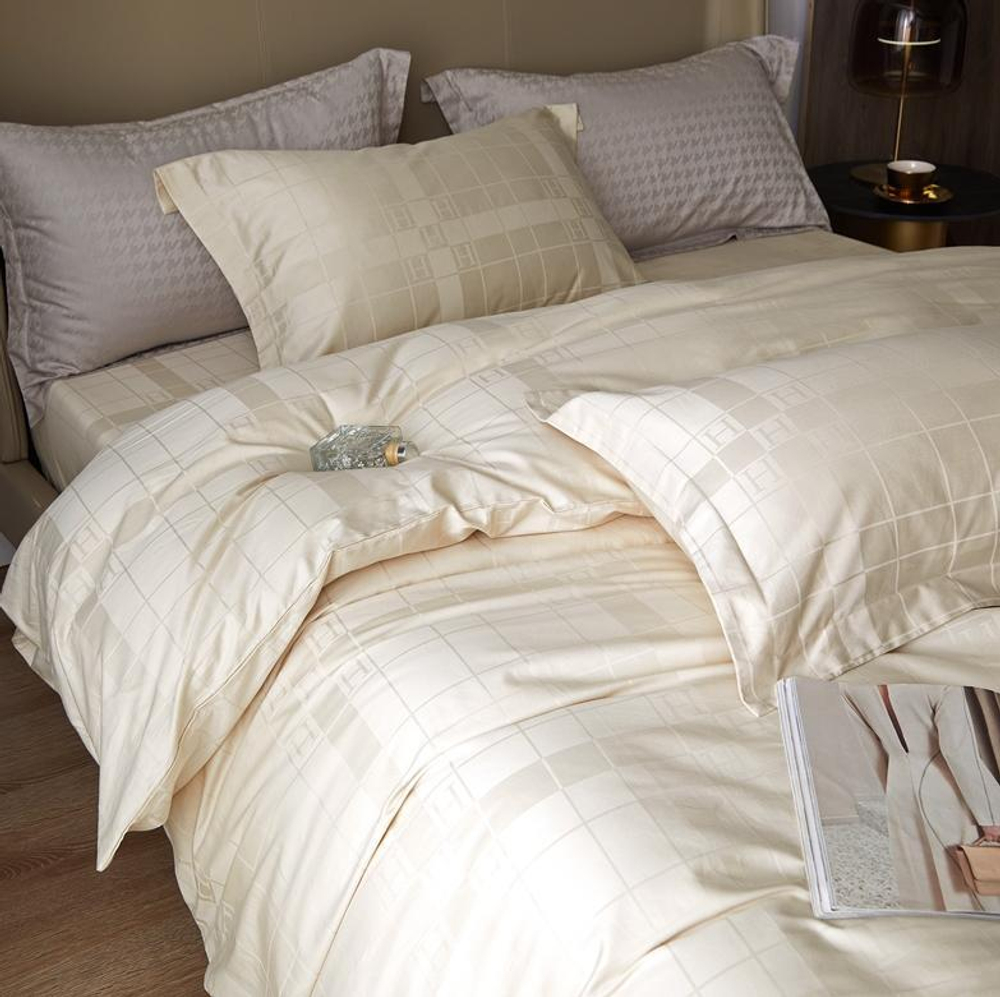 ZEPHYR HOME КПБ Семейный (2 пододеяльника) Египетский хлопок Бежевый