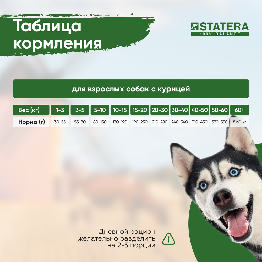 STATERA (Статера) Сухой корм для для взрослых собак всех пород с курицей