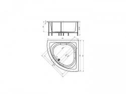 Ванна акриловая угловая ЮПИТЕР 150х150 AQUATEK (с каркасом и фронтальной панелью)
