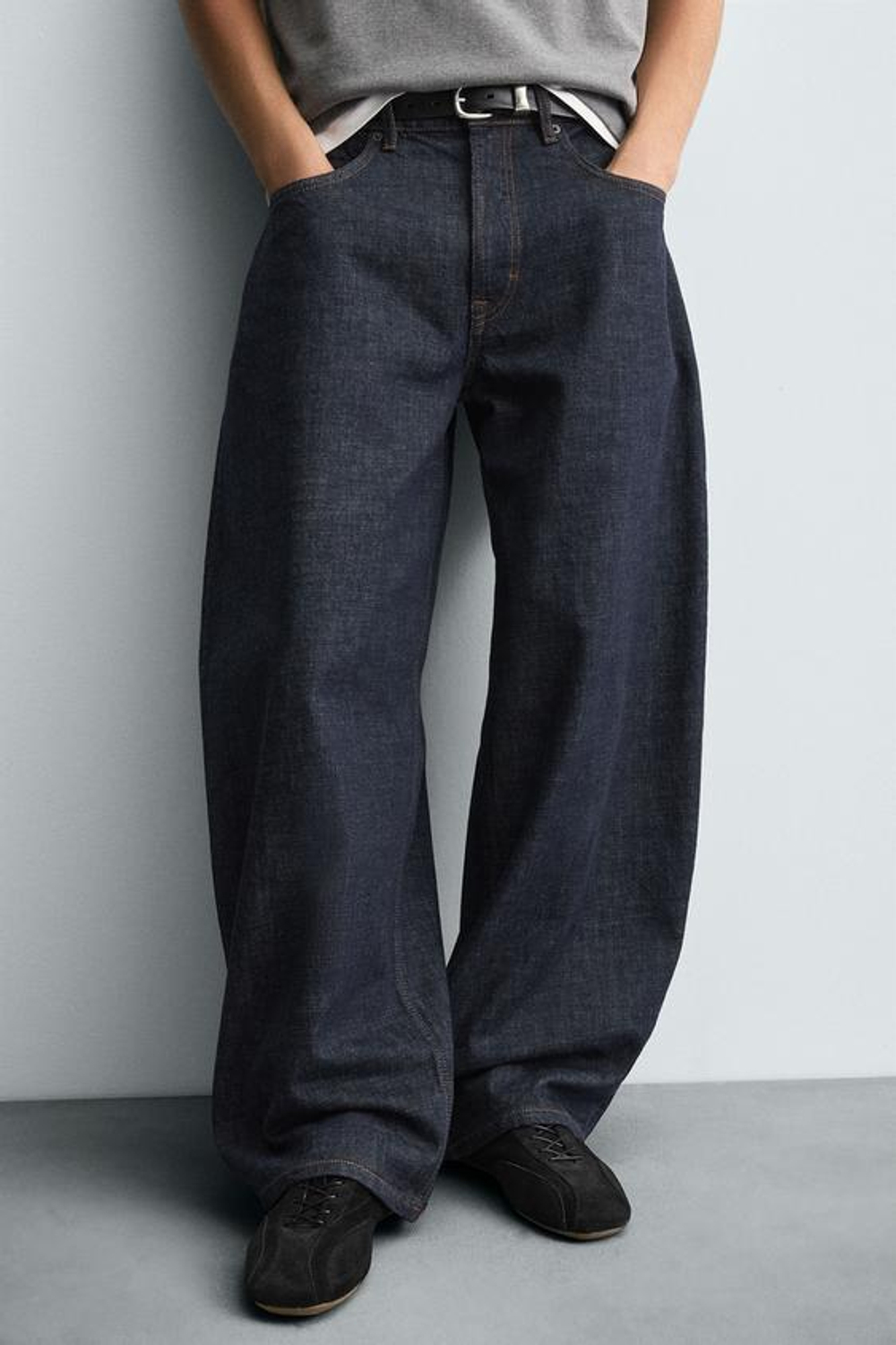 ZARA ДЖИНСЫ BALLOON FIT, ТЕМНО-СИНИЙ