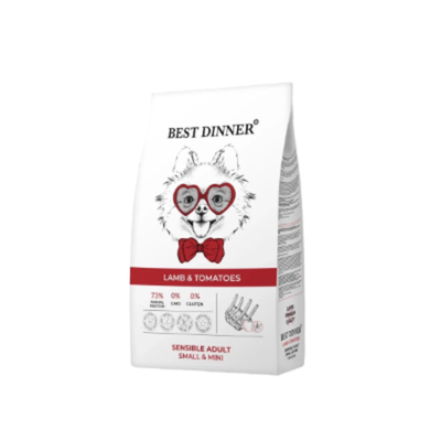 Сухой корм для собак мини пород склонных к аллергии Best Dinner Adult Mini 1,5кг ягненок с томатами