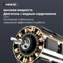 12В Угловая шлифовальная машина NANWEI Мини диаметр диска 76мм резка и шлифовка металла 12000-19500 об/мин