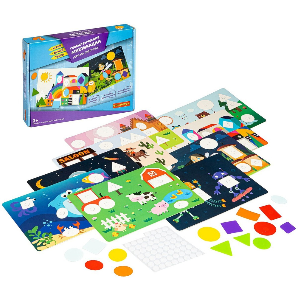 Игра на липучках BONDIBON. ГЕОМЕТРИЧЕСКИЕ АППЛИКАЦИИ 3+