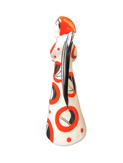 Фарфоровая статуэтка "Девушка с косой" в красном (Гжель)