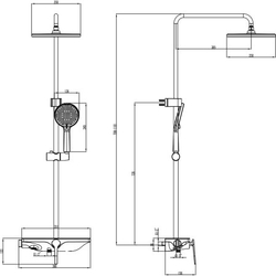 Душевая система Azario Ginkgo с верхним и ручным душем, керамический картридж, черный (AZ-VPW238V95PA-1DJ1K22-ZH3A55)