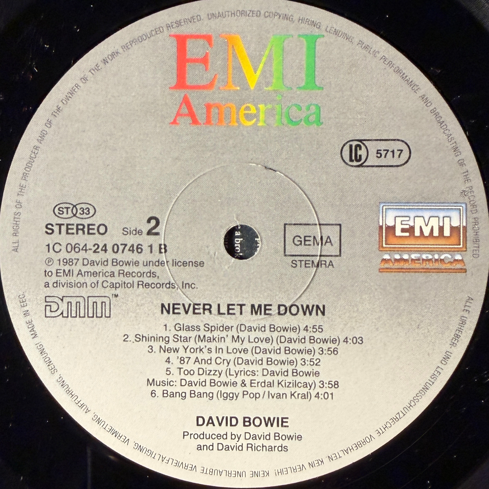 David Bowie - Never Let Me Down (Европа 1987г.)