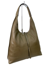 Женская сумка шоппер из натуральной кожи, цвет хаки