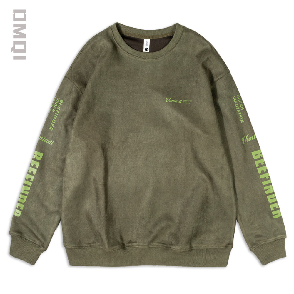 Мужская толстовка в американском ретро-стиле на весну и осень, очень большая, на флисовой подкладке, без капюшона, с длинным рукавом, в стиле Чжуншань.