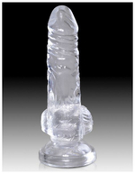 Фаллоимитатор с мошонкой на присоске King Cock Clear 4 Cock with Balls, прозрачный (Цвет: прозрачный)