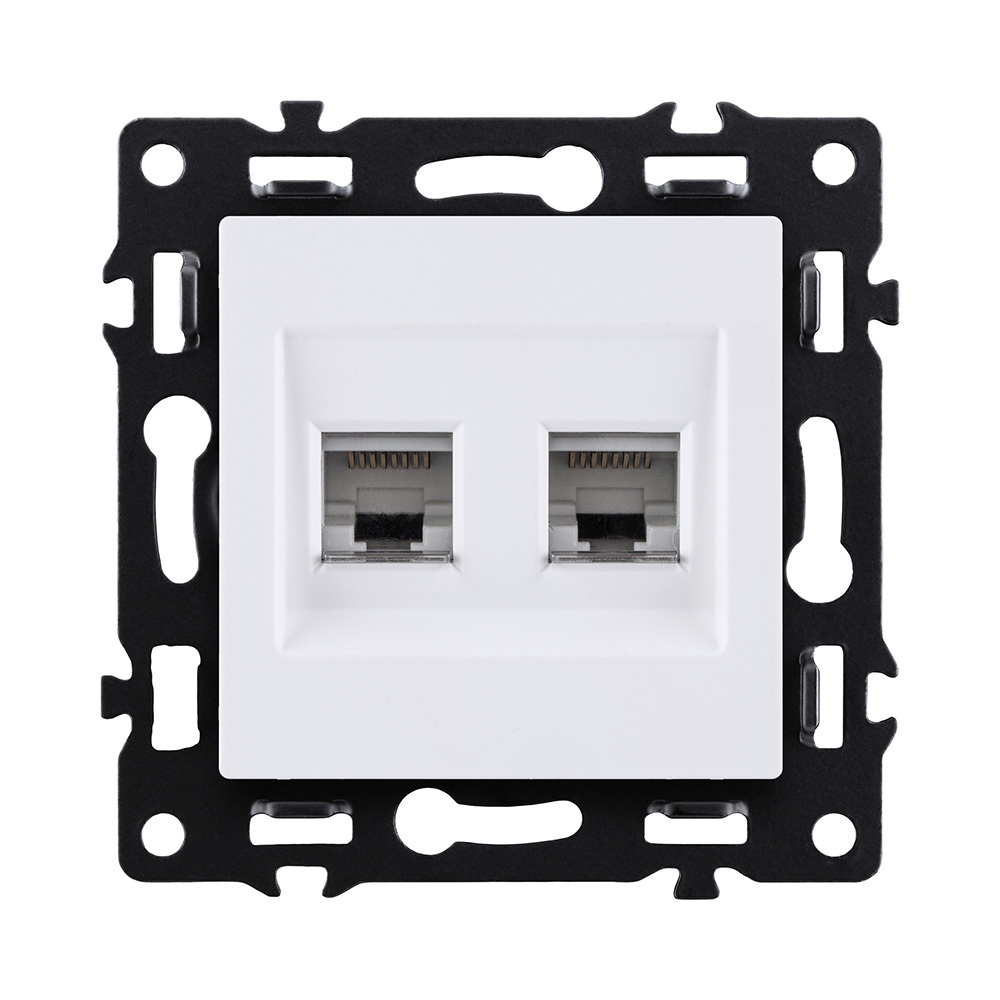Розетка двойная Ethernet RJ45 Cat.6, белый Kollinger Asthetik AS-018WH