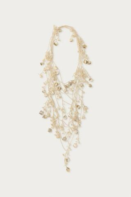 ZARA X MARISA BERENSON НАБОР ОЖЕРЕЛИЙ ИЗ РАКУШЕК, УКРАШЕННЫХ БИСЕРОМ, ЭКРЮ