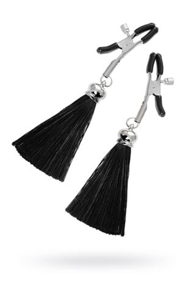 Зажимы на соски «Прищепки» с черными кисточками из шелка (Цвет: черный)