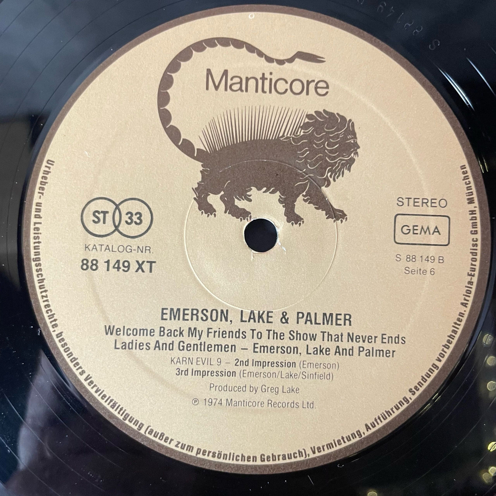 Винтажная виниловая пластинка LP Emerson, Lake and Palmer, Welcome Back My Friends To The Show That Never Ends, Ladies And Gentlemen (Германия 1974)