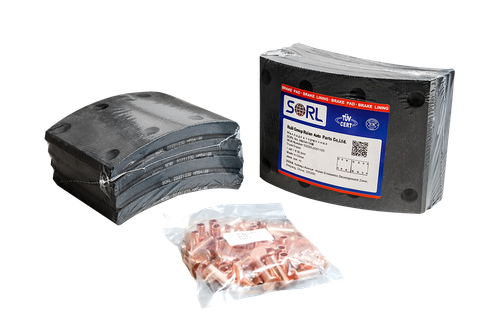 Накладка тормозная, к-т 8шт+заклепки 56шт 400х140 для КАМАЗ (53229-3501105) SORL