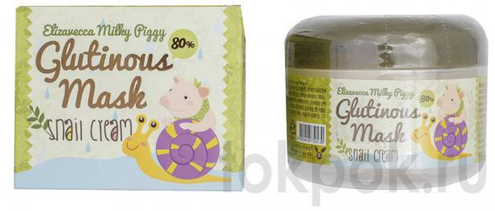 Маска и крем для лица с муцином улитки Elizavecca Milky Piggy Glutinous 80%, 100 мл