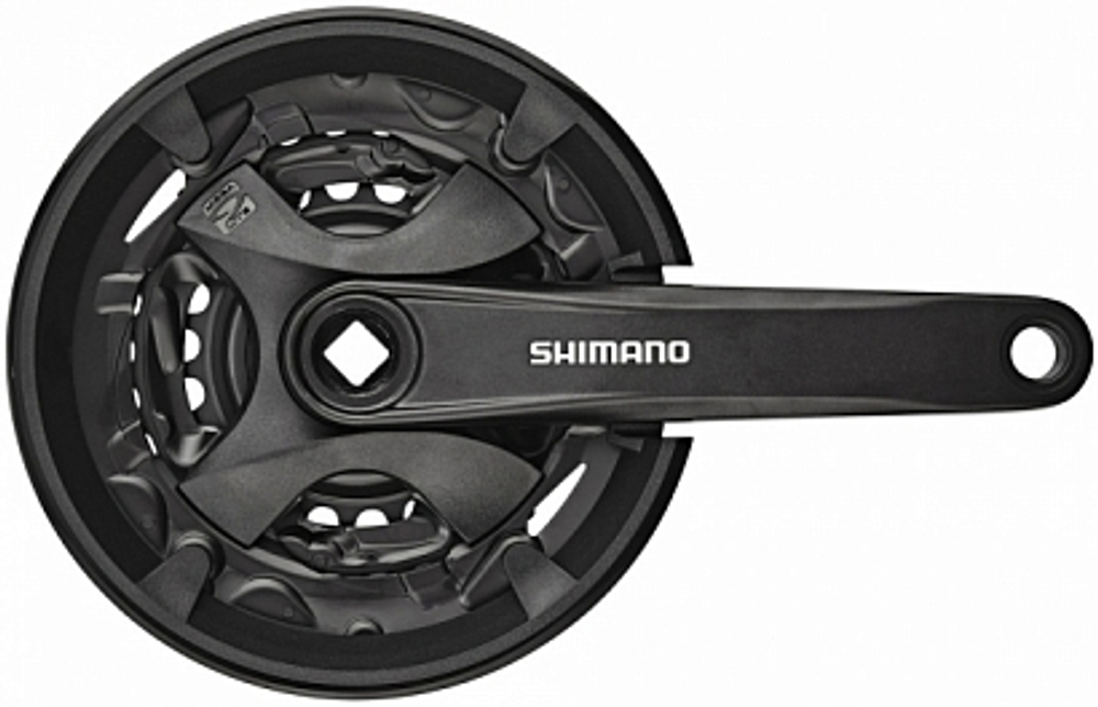Система Shimano TY701, 175мм, Кв, 48/38/28(черн), с защитой, с болтами, цв. черн,