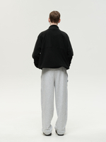 Drawstring Half-Zipped Sweatshirt Black