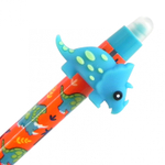 Ручка гелевая пиши-стирай, автоматическая Yalong, "Dino" 0,5 мм, синяя, игольч. наконечник, резин.грип, круглый цв. пластик. корпус, карт. уп.