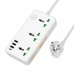 Фильтр сетевой HOCO AC7, 250V/10A 3 розетки, 17W 3.4A Type-C+3xUSB, 1.5m White