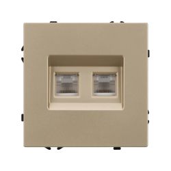 Механизм сдвоенной компьютерной розетки SCT-NOBE-MPC2-SFPL-GD (RJ-45, CAT6) (Arlight, Золотой песок) 054314