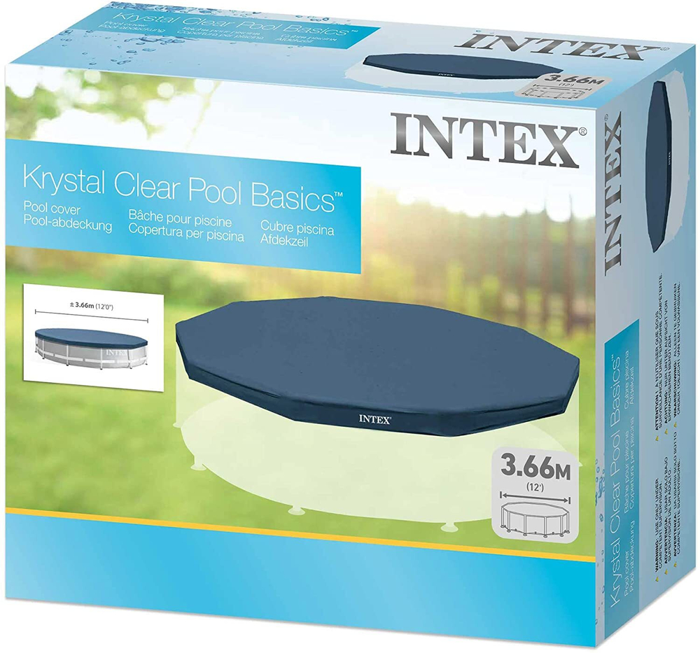 Тент для каркасного бассейна 457 см Intex 28032, защитный чехол-накидка для круглого бассейна Metal Frame