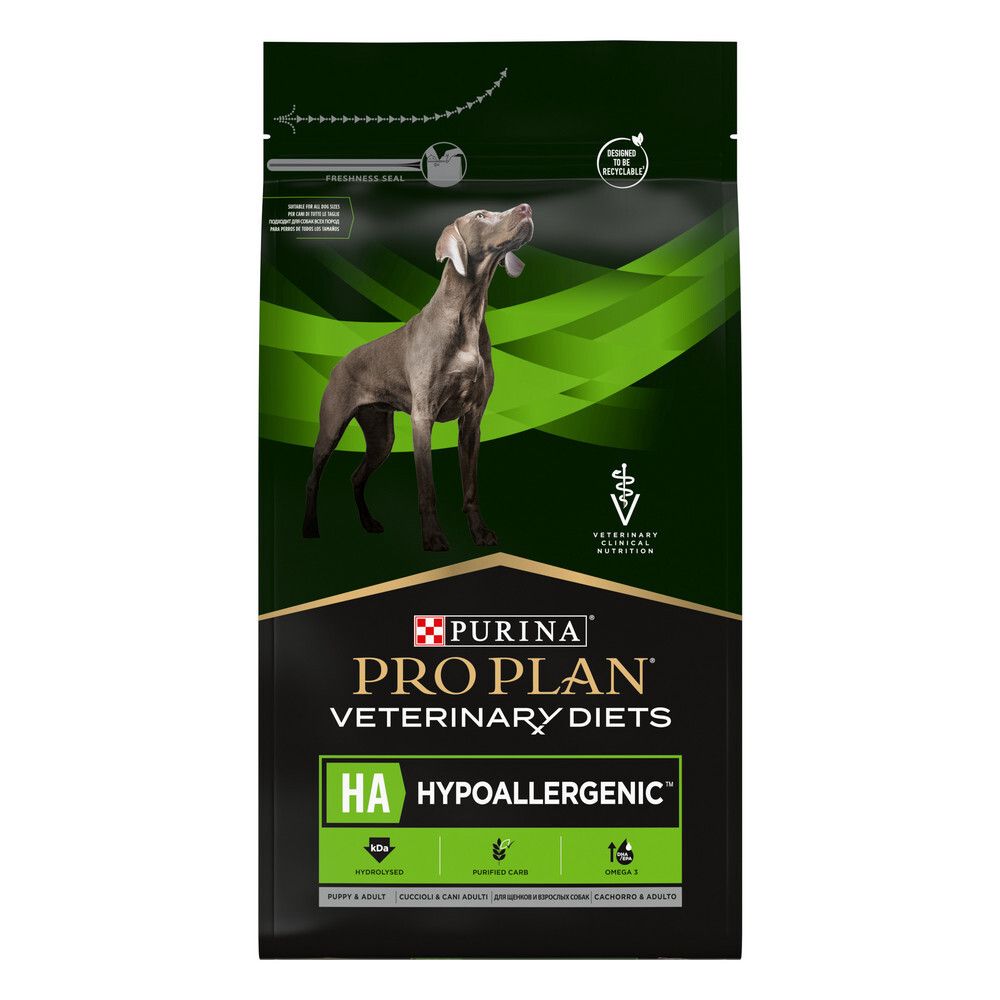 Сухой корм для собак диетический PRO PLAN VETERINARY DIETS HA Hypoallergenic для снижения пищевой непереносимости питательных веществ 3 кг