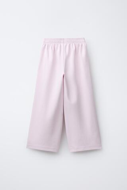 ZARA БРЮКИ WIDE LEG ИЗ ТКАНИ ИНТЕРЛОК, РОЗОВЫЙ