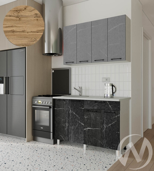 Кухня Мэйбл 1.2м (корпус белый/мрамор лайт; мрамор дарк) 26мм дуб вотан