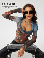 Боди y2k с длинным рукавом с бантиками