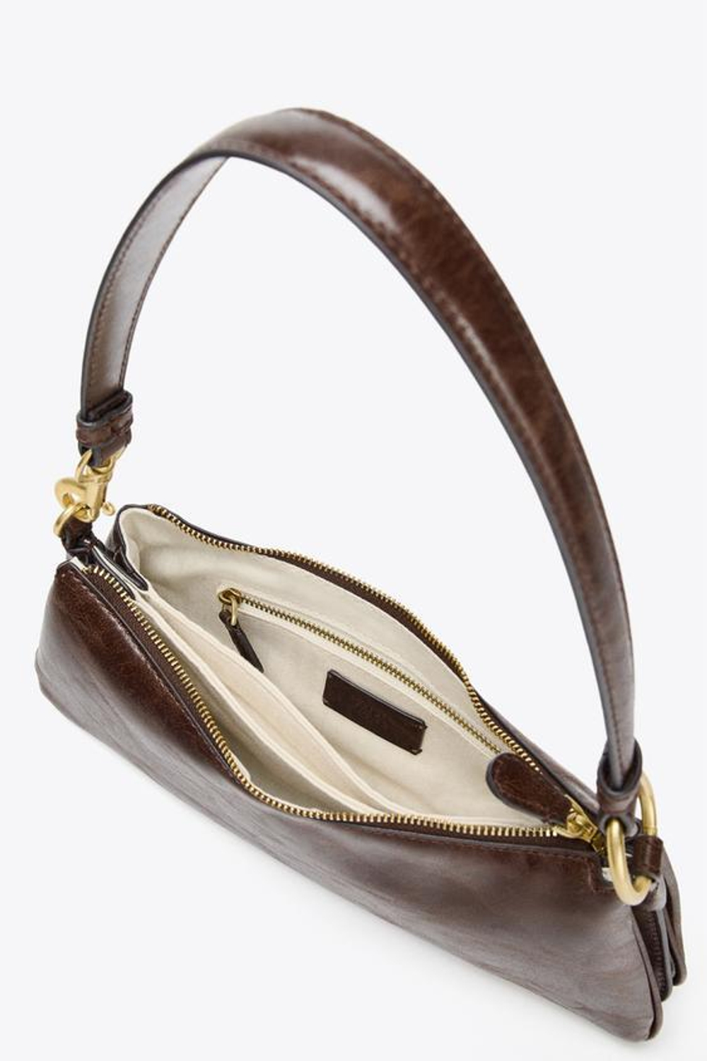 ZARA УДЛИНЕННАЯ СУМКА ЧЕРЕЗ ПЛЕЧО, ШОКОЛАДНЫЙ